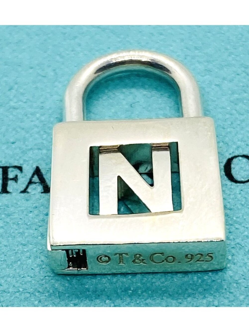 Tiffany & Co Sterling Alphabet N Padlock Pendant Charm Opens Closes